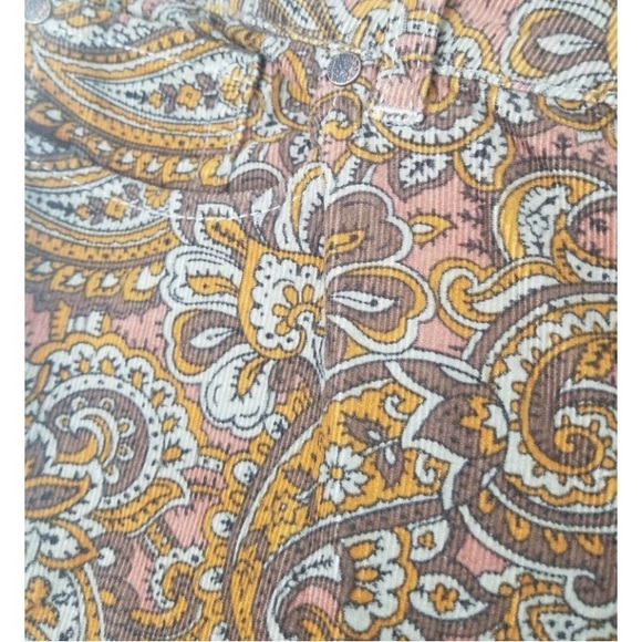 Prana Women Pants 8 Medium Skinny Corduroy Paisley Mid-Rise Brown Cotton - Picture 8 of 8